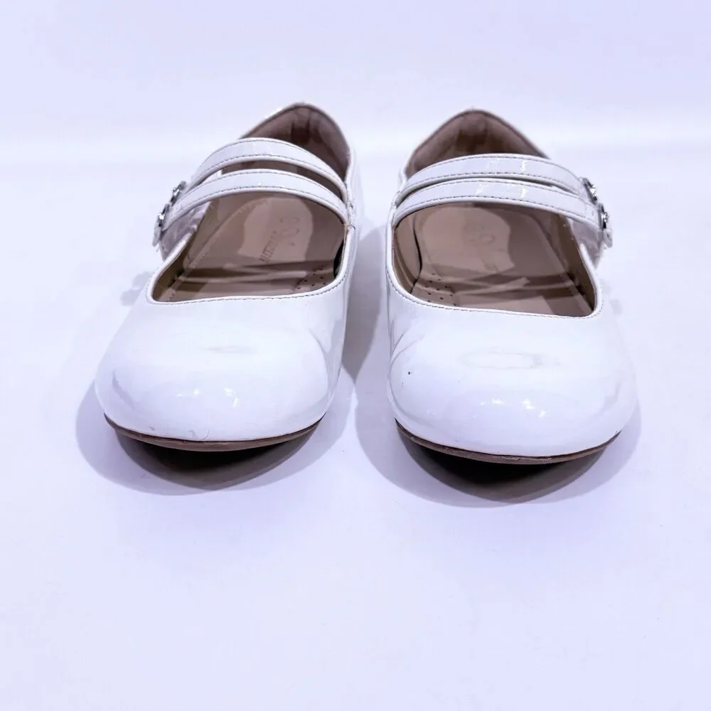 Girls Dress Shoes Mary Jane Flat Shoes Ballerina Flat for Party White Size 2